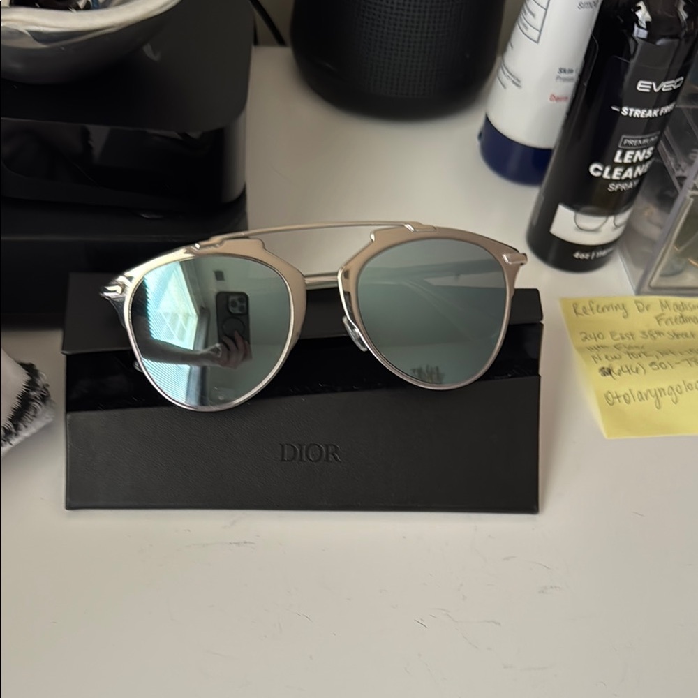 Dior Silver Frame Sunglasses with Gray Lenses